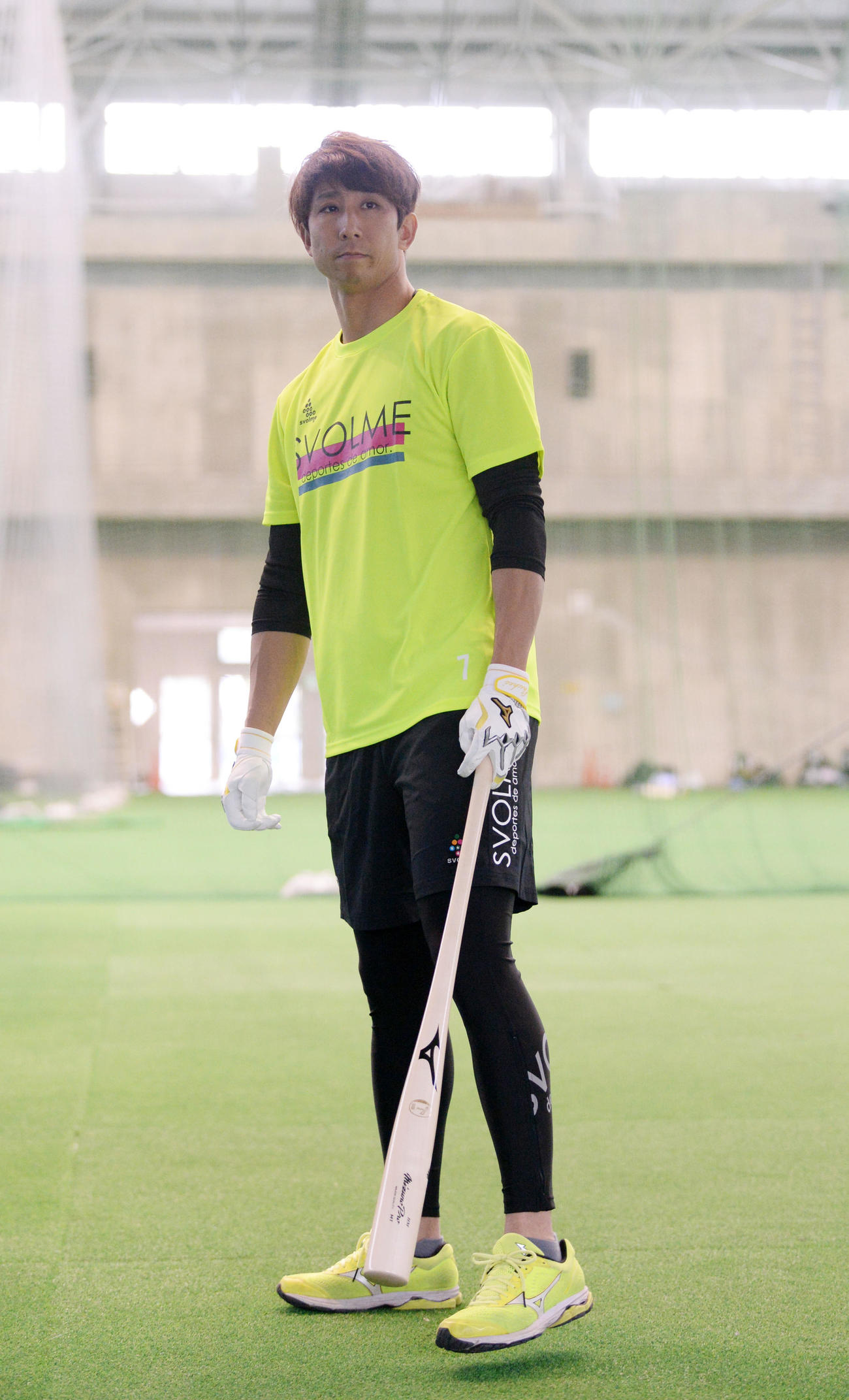 合同自主トレで打撃練習をするロッテ福田秀（撮影・横山健太）
