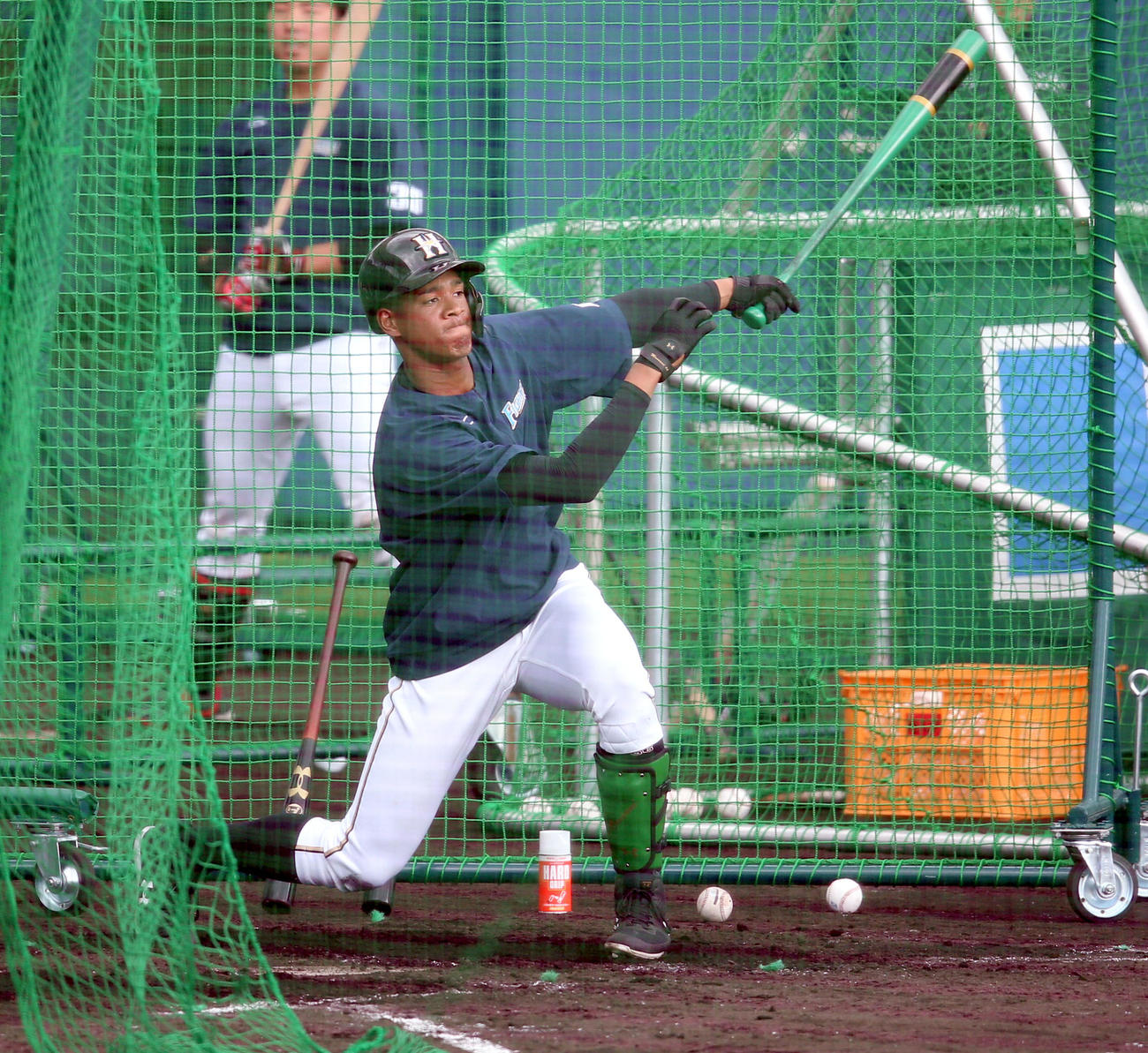 フリー打撃する日本ハム万波（撮影・黒川智章）