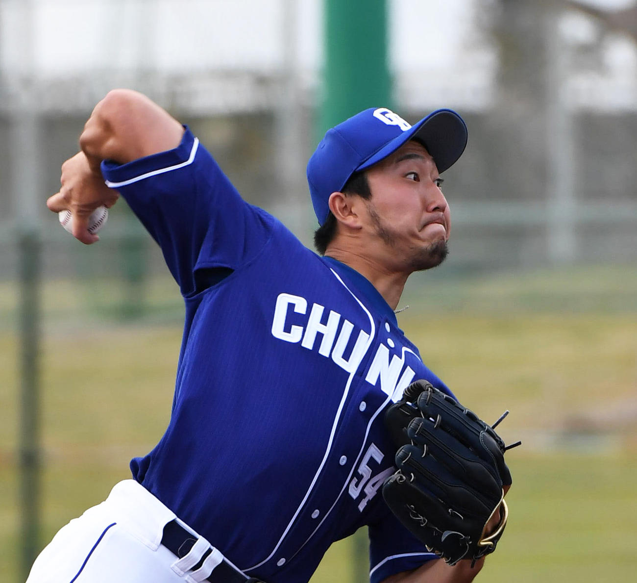 紅白戦5回裏に登板しフォークを投げる藤嶋健人（撮影・森本幸一）