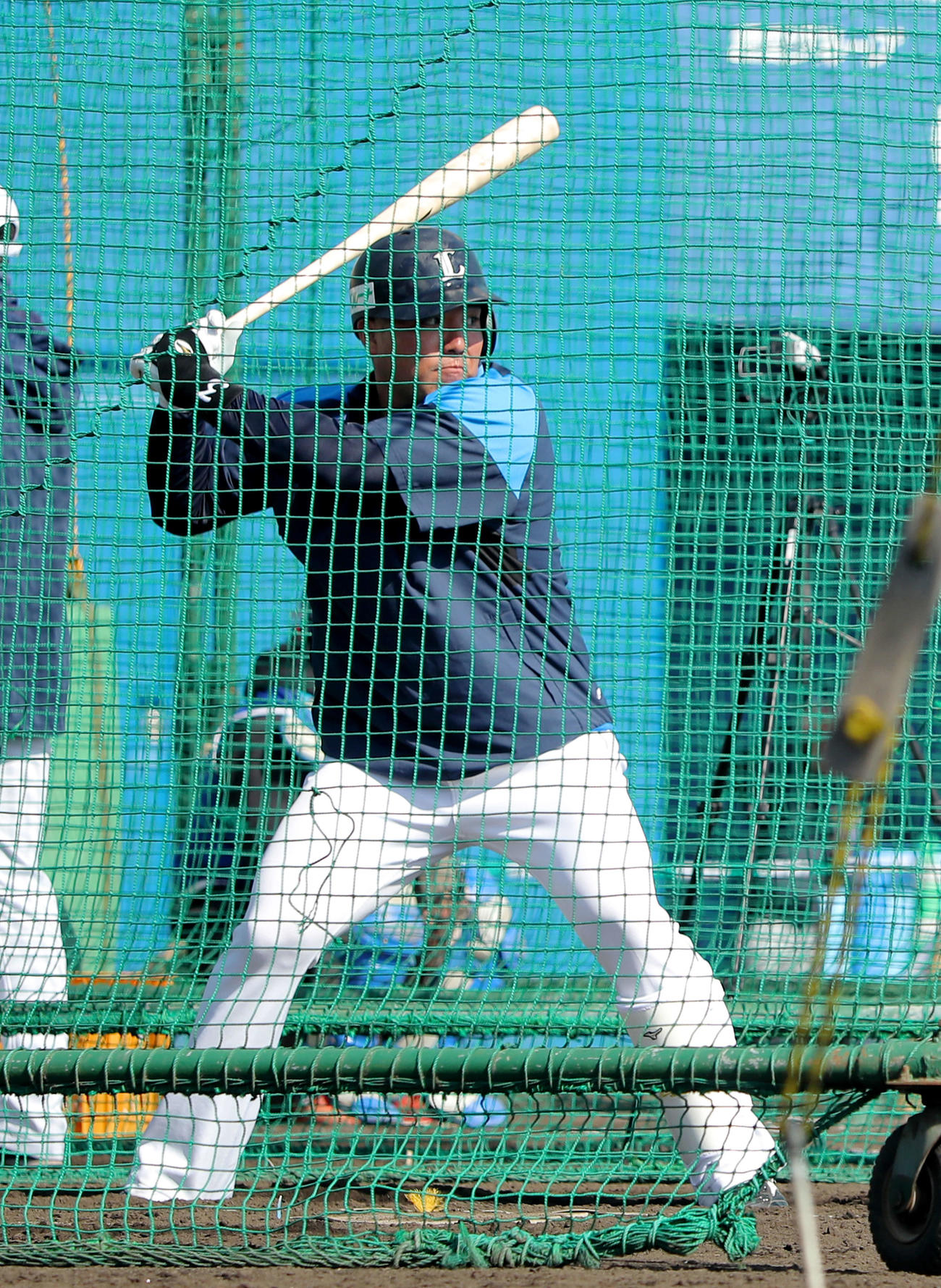 フリー打撃をする西武山川（撮影・河田真司）