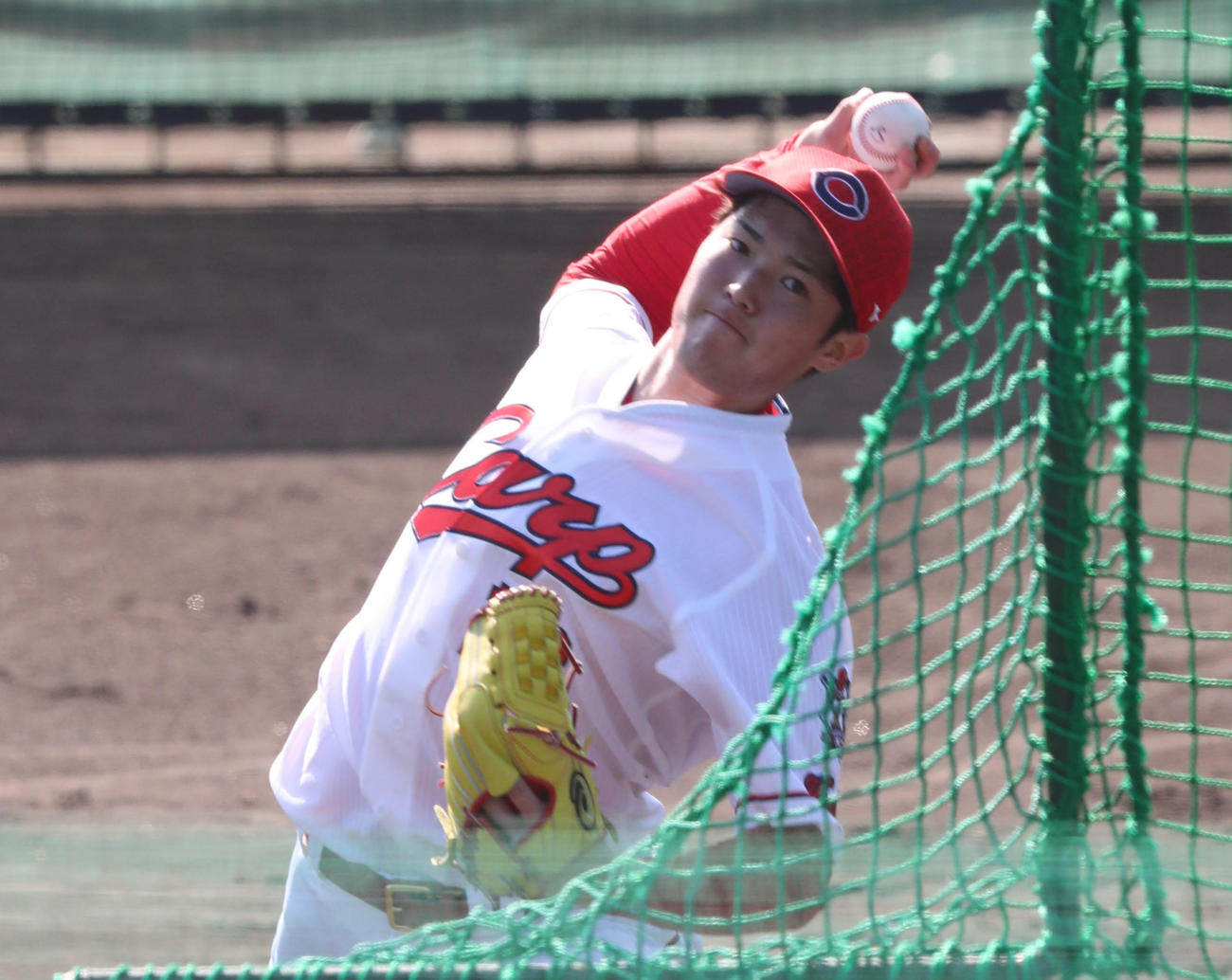 フリー打撃に登板した森下（撮影・梅根麻紀）