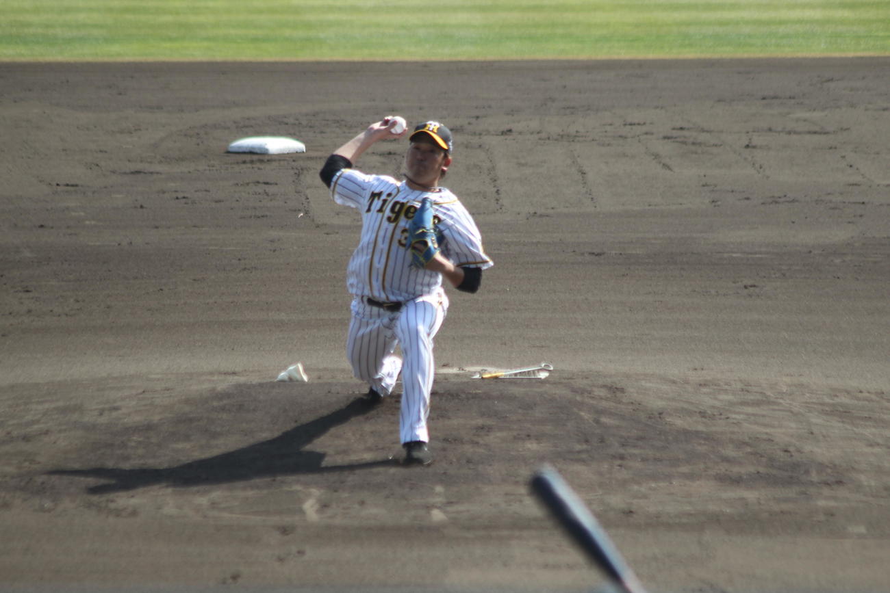 阪神高野が今季初のシート打撃で力投した