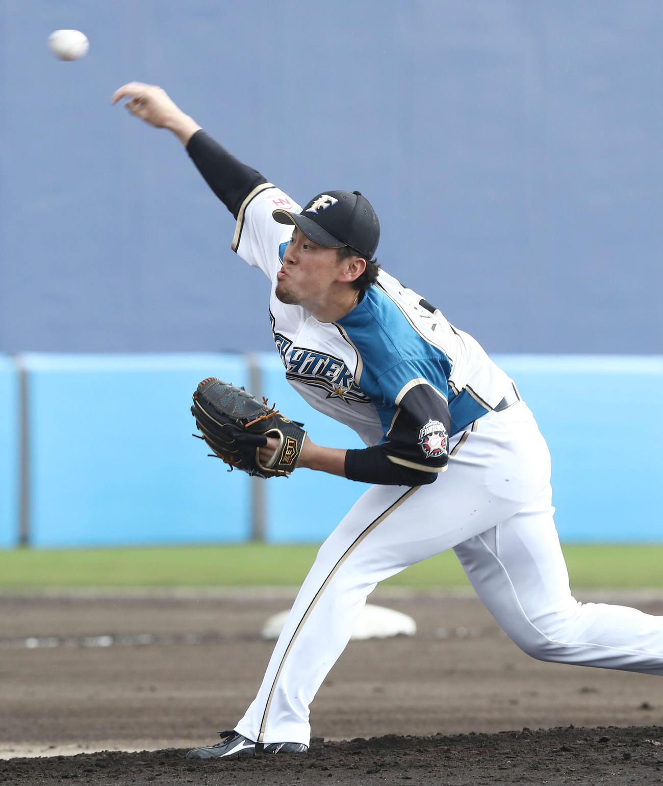 日本ハム紅白戦　2イニングを投げ1安打に抑える西村（撮影・黒川智章）