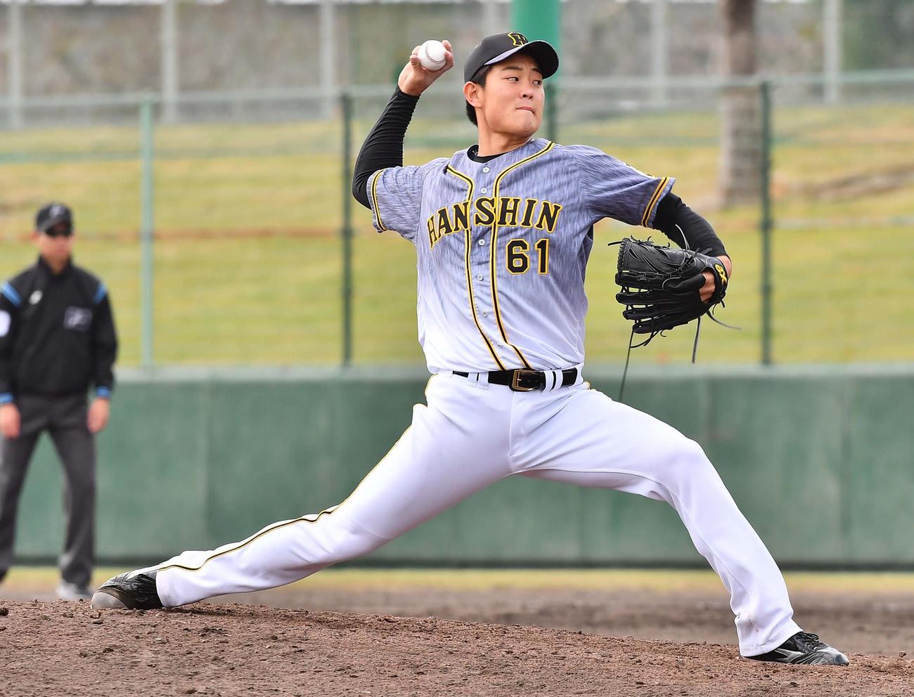 中日対阪神練習試合　阪神3番手で登板する望月惇志（撮影・上田博志）
