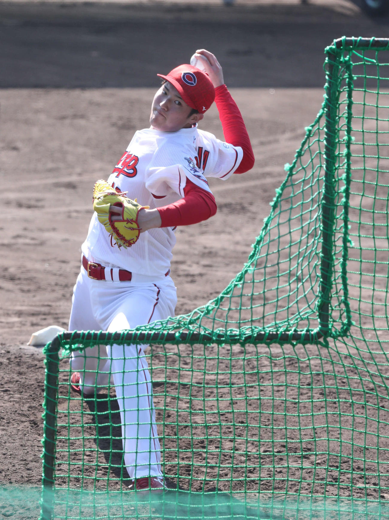 フリー打撃に登板した森下（撮影・梅根麻紀）