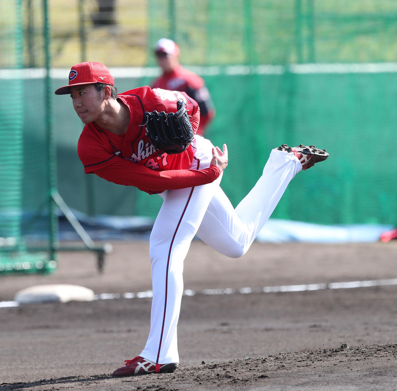 紅白戦　紅白戦で2回を投げた山口（撮影・梅根麻紀）
