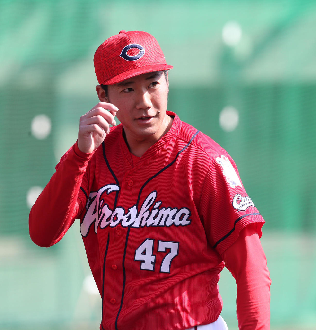 紅白戦で2回を投げた山口翔（撮影・梅根麻紀）