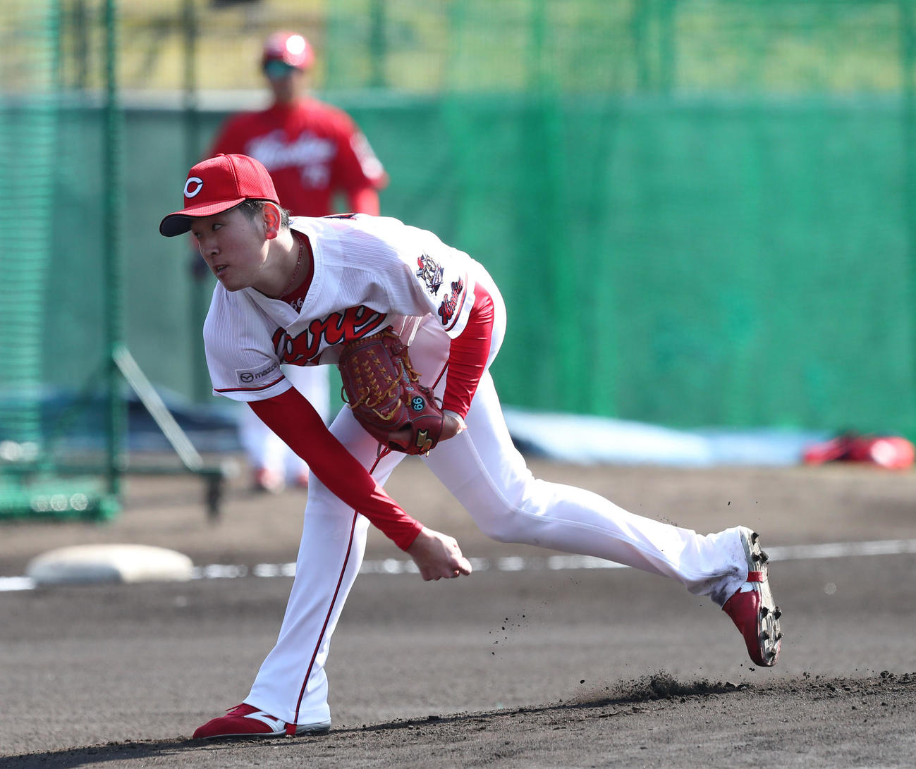 紅白戦で2回を投げた遠藤淳志（撮影・梅根麻紀）