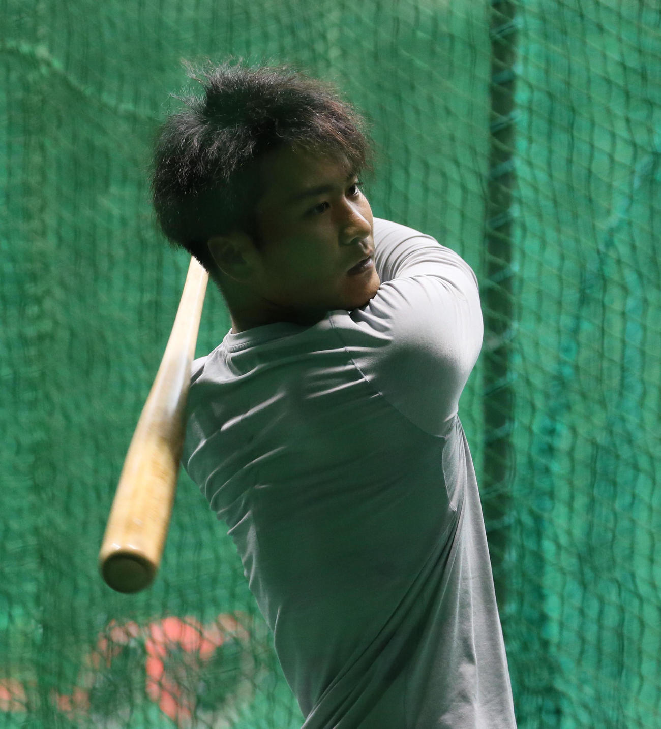 休日返上でトレーニングする堀内（撮影・栗木一考）