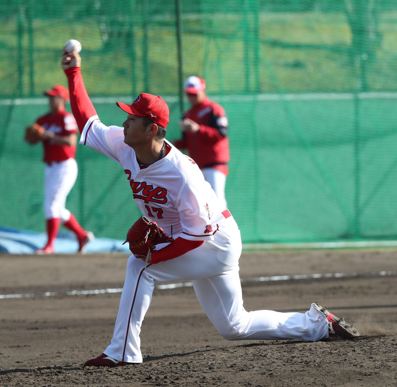 紅白戦に登板した岡田は2回無失点と好投する（撮影・梅根麻紀）