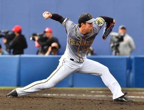 日本ハム対阪神練習試合　阪神2番手の青柳晃洋（撮影・上田博志）