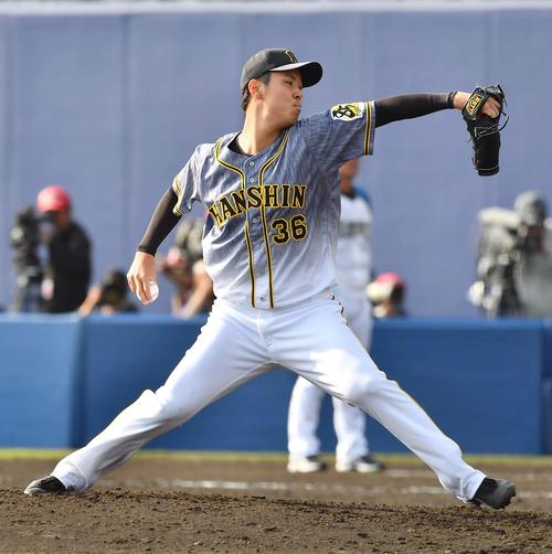 日本ハム対阪神練習試合　阪神3番手の浜地真澄（撮影・上田博志）