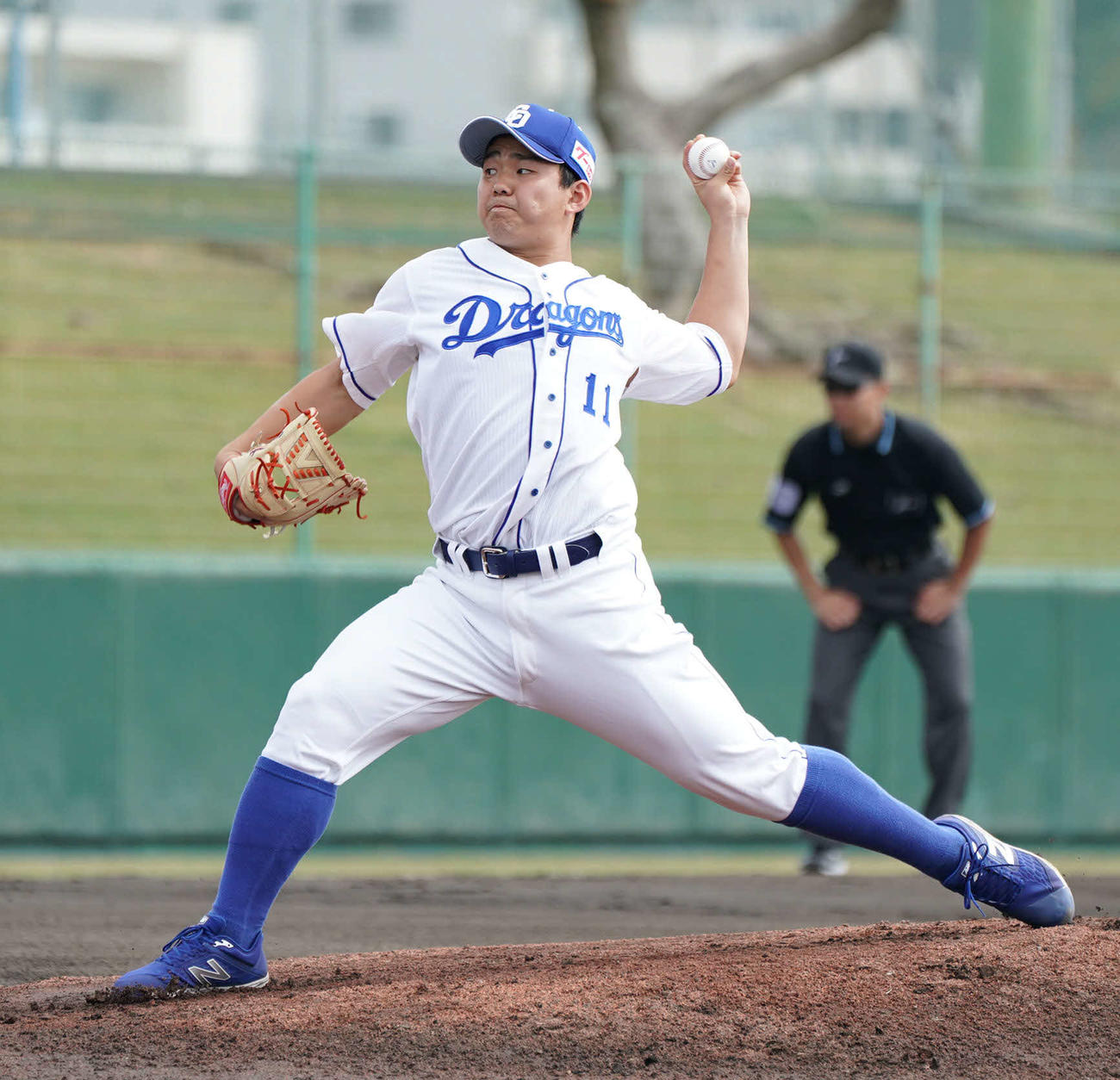 DeNA戦に先発した小笠原（撮影・森本幸一）