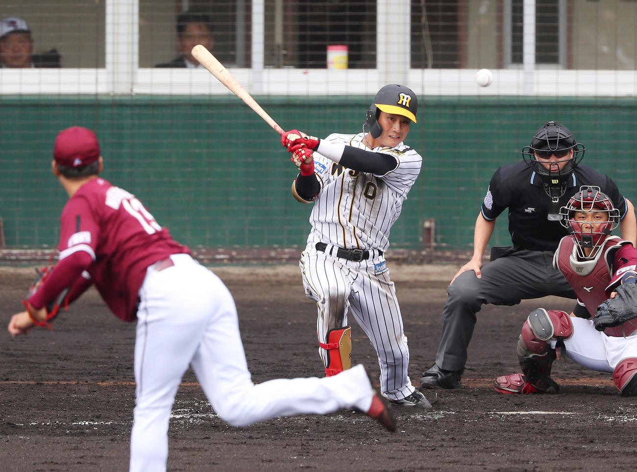 練習試合　阪神対楽天　5回裏阪神1死、中前打を放つ木浪（撮影・前田充）