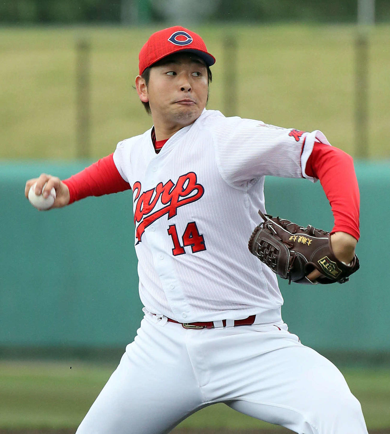 シート打撃に登板した大瀬良（撮影・栗木一考）