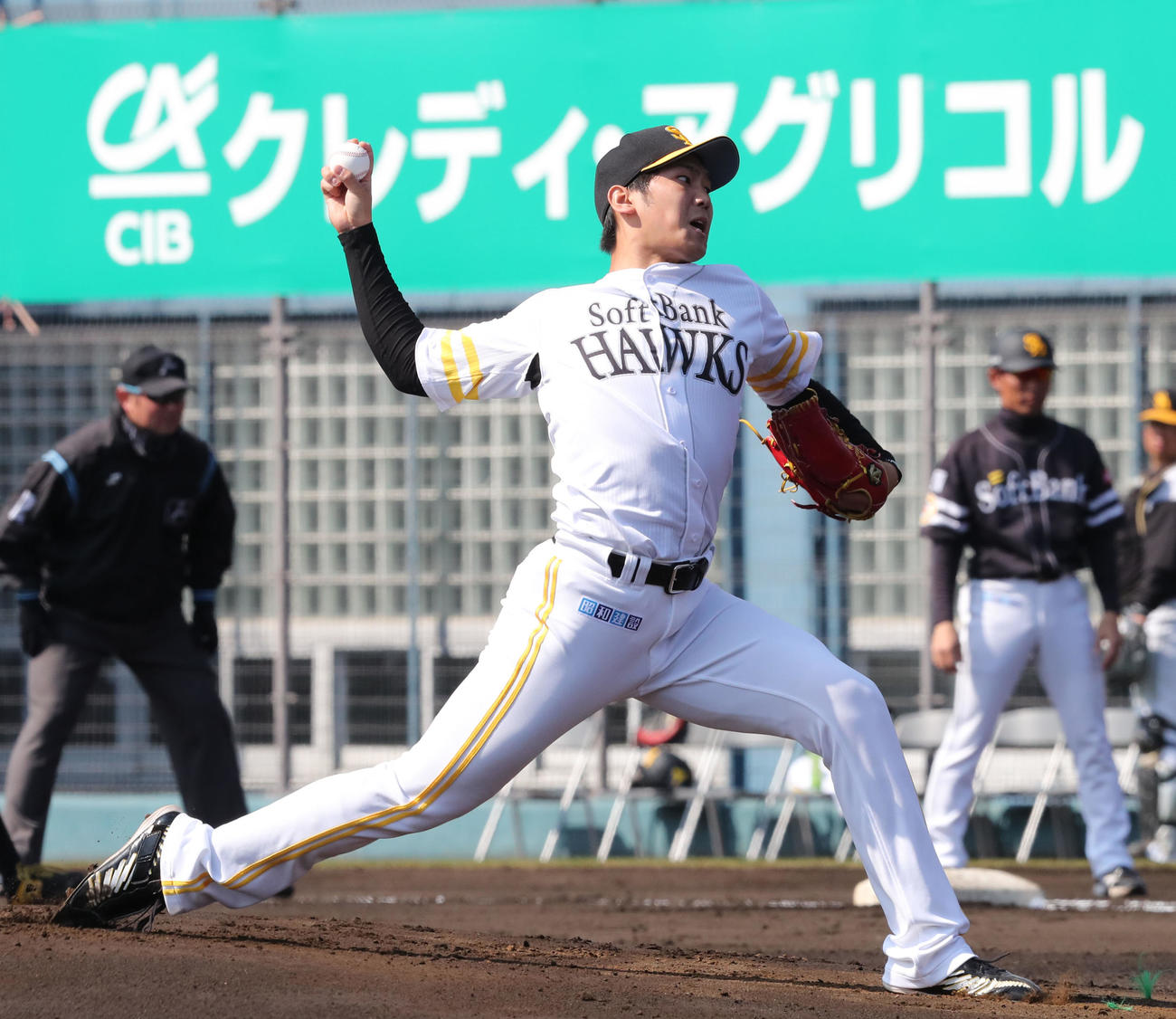 紅白戦に登板し好投した石川（撮影・梅根麻紀）