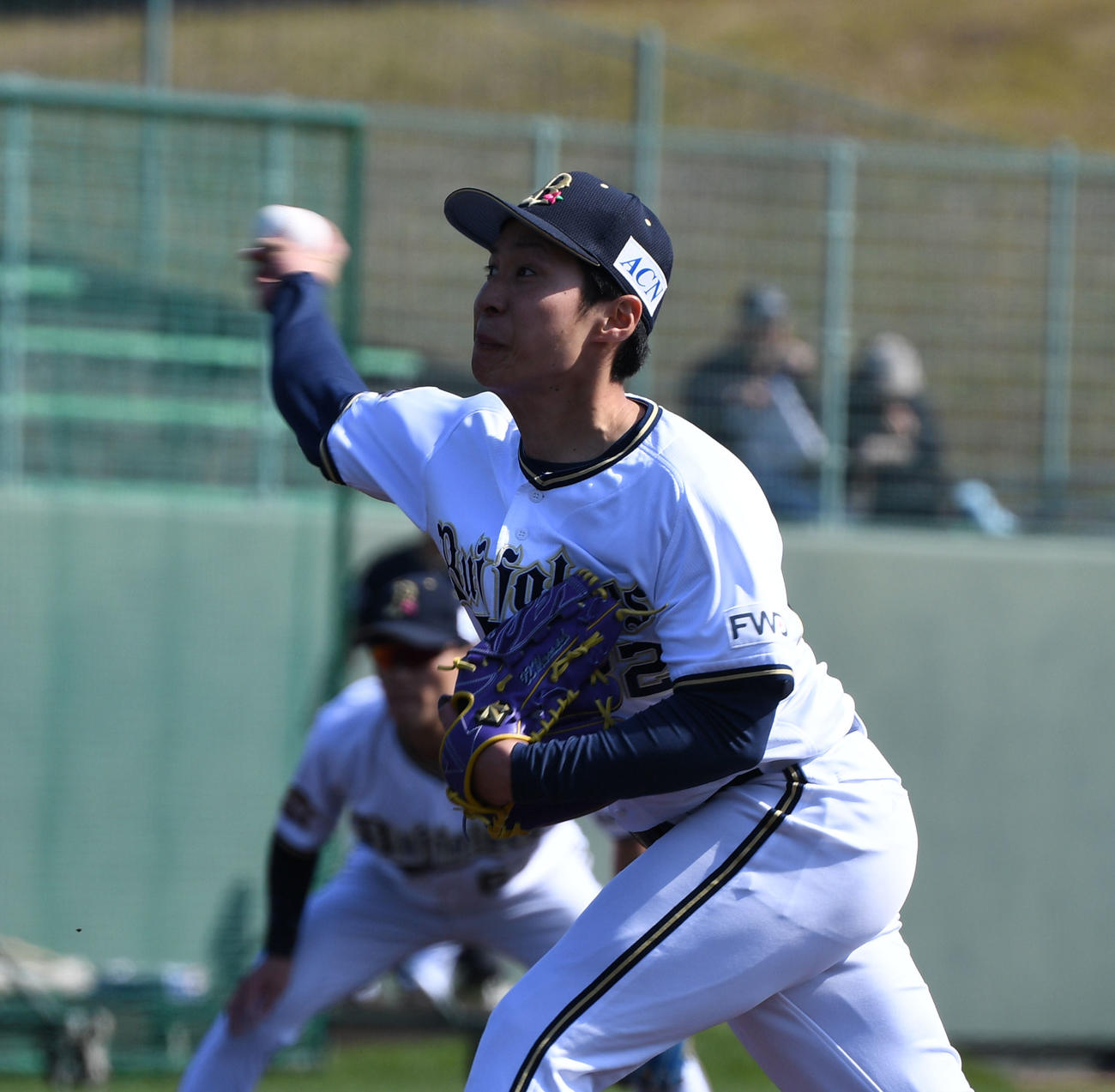 紅白戦6回表紅組無死から登板し無失点に抑えた村西良太（撮影・渦原淳）