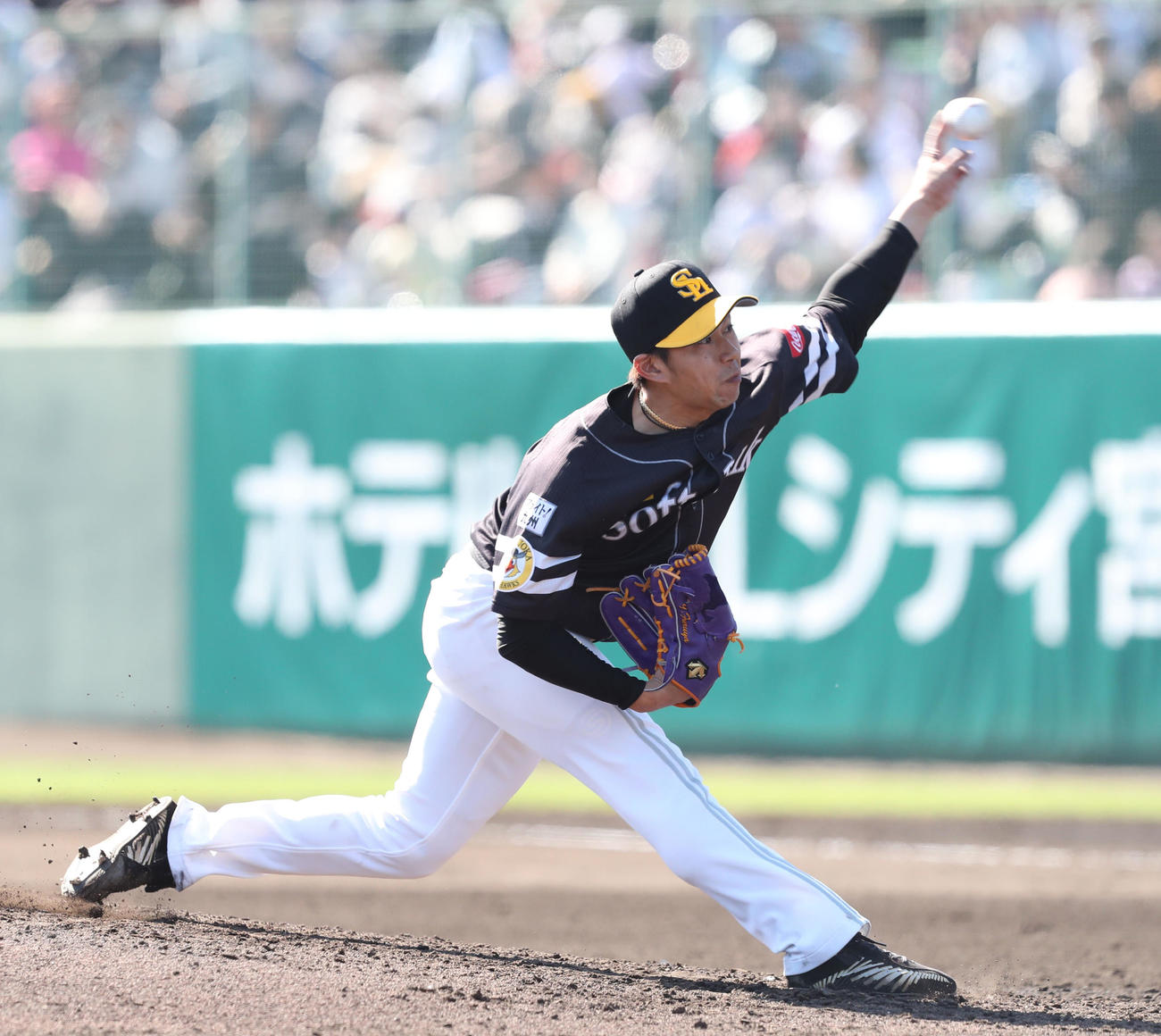 オリックス対ソフトバンク　2番手として登板した古谷優人（撮影・梅根麻紀）