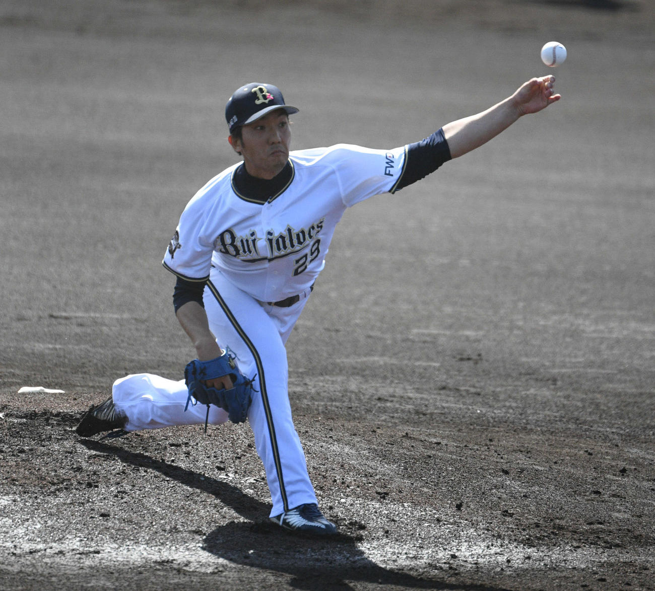 練習試合オリックス対斗山　先発し3回1失点に抑えたオリックス田嶋（撮影・渦原淳）