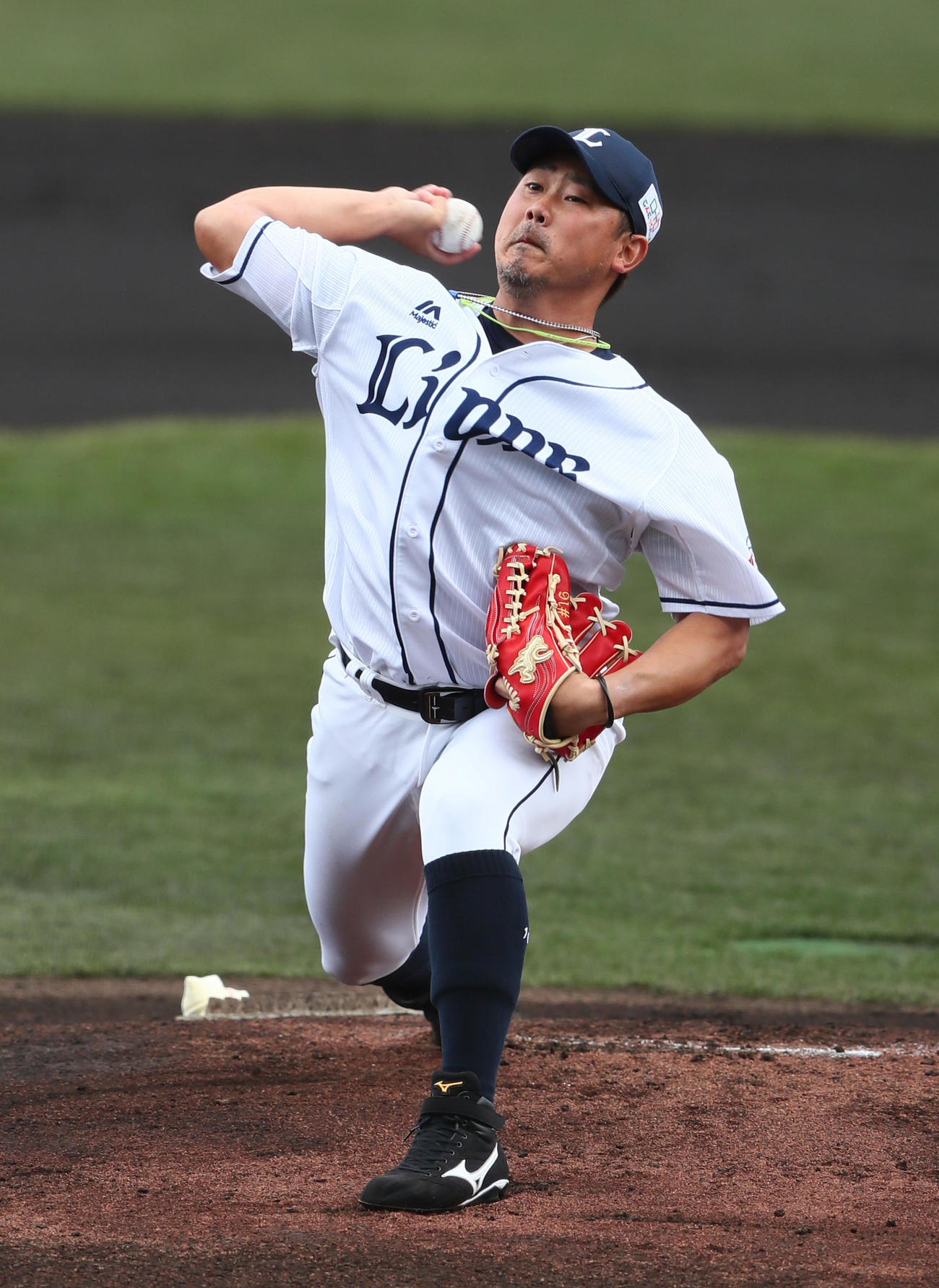 西武対斗山　西武先発の松坂（撮影・足立雅史）