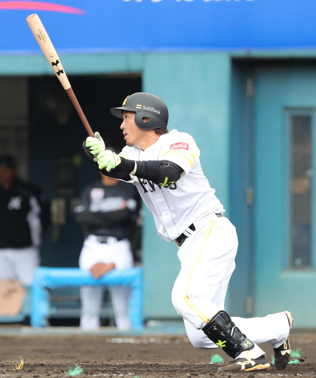 ソフトバンク対ロッテ　5回裏ソフトバンク無死、松田宣浩は中前安打を放つ（撮影・梅根麻紀）