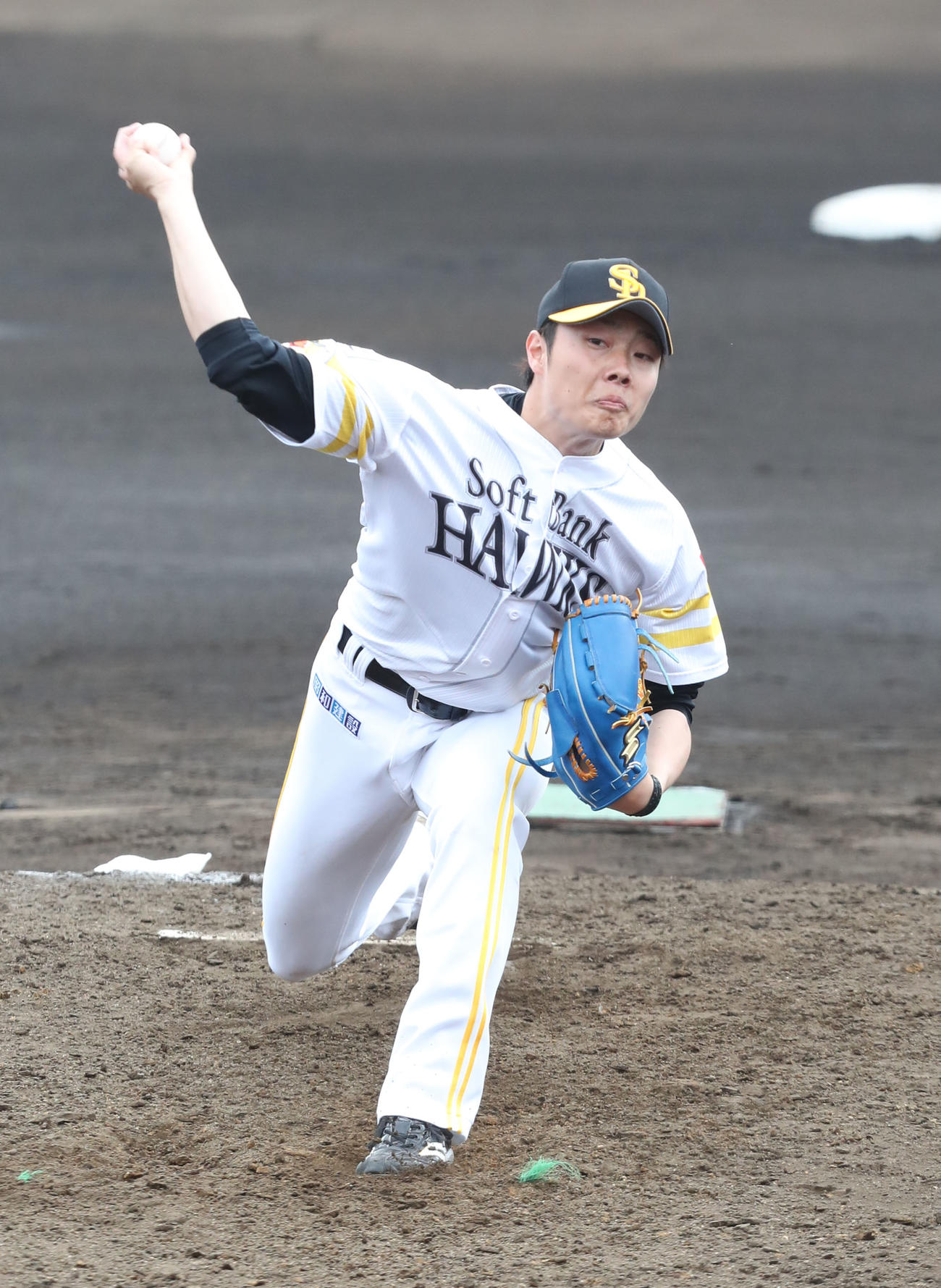 ソフトバンク対西武　2番手として登板した松本（撮影・梅根麻紀）