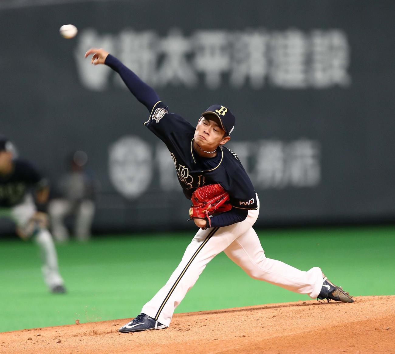 日本ハム対オリックス　オリックス先発の山岡（撮影・黒川智章）