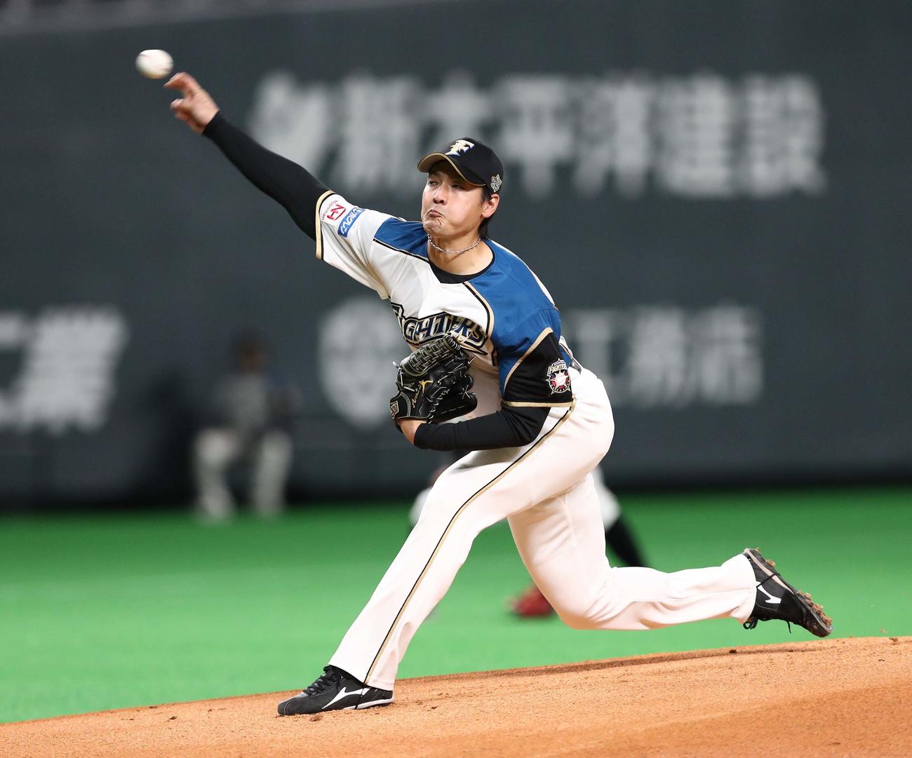 日本ハム対オリックス　日本ハム先発の有原（撮影・黒川智章）