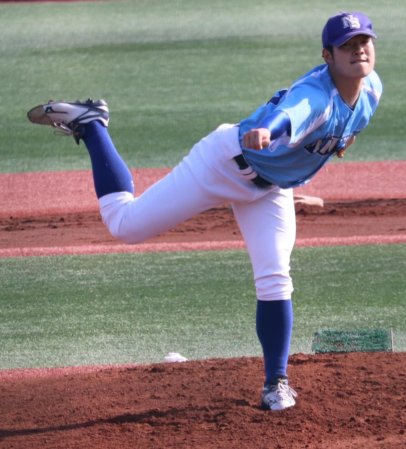 日大とのオープン戦に登板した日体大・森（撮影・古川真弥）