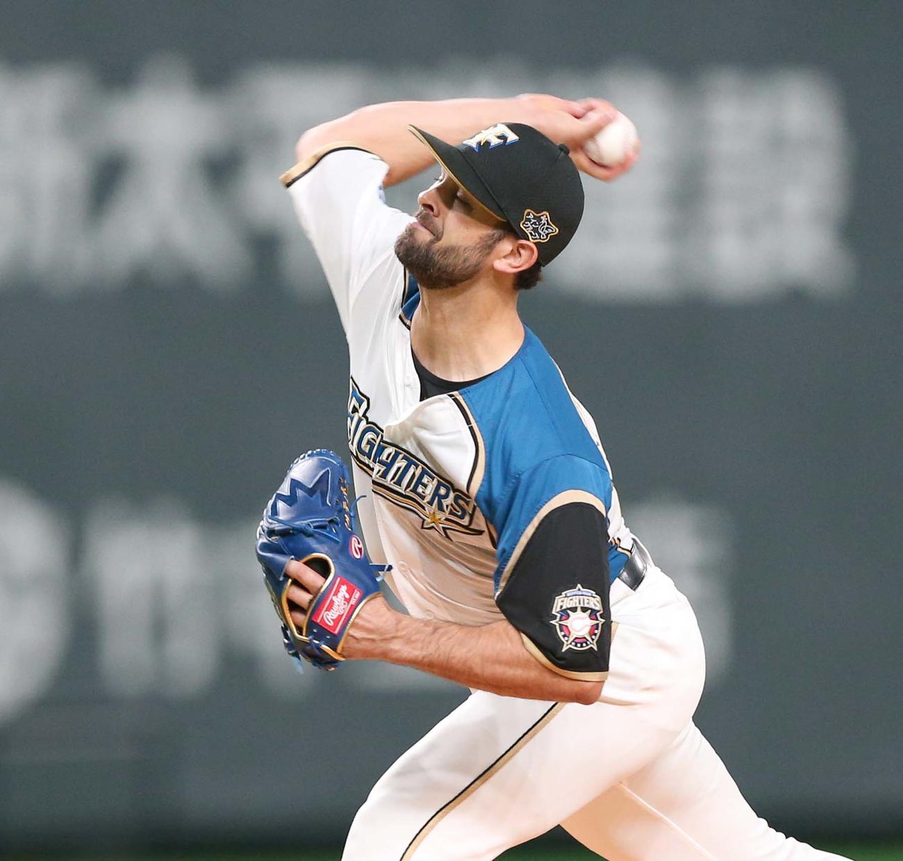 日本ハム対オリックス　日本ハム先発のマルティネス（撮影・黒川智章）