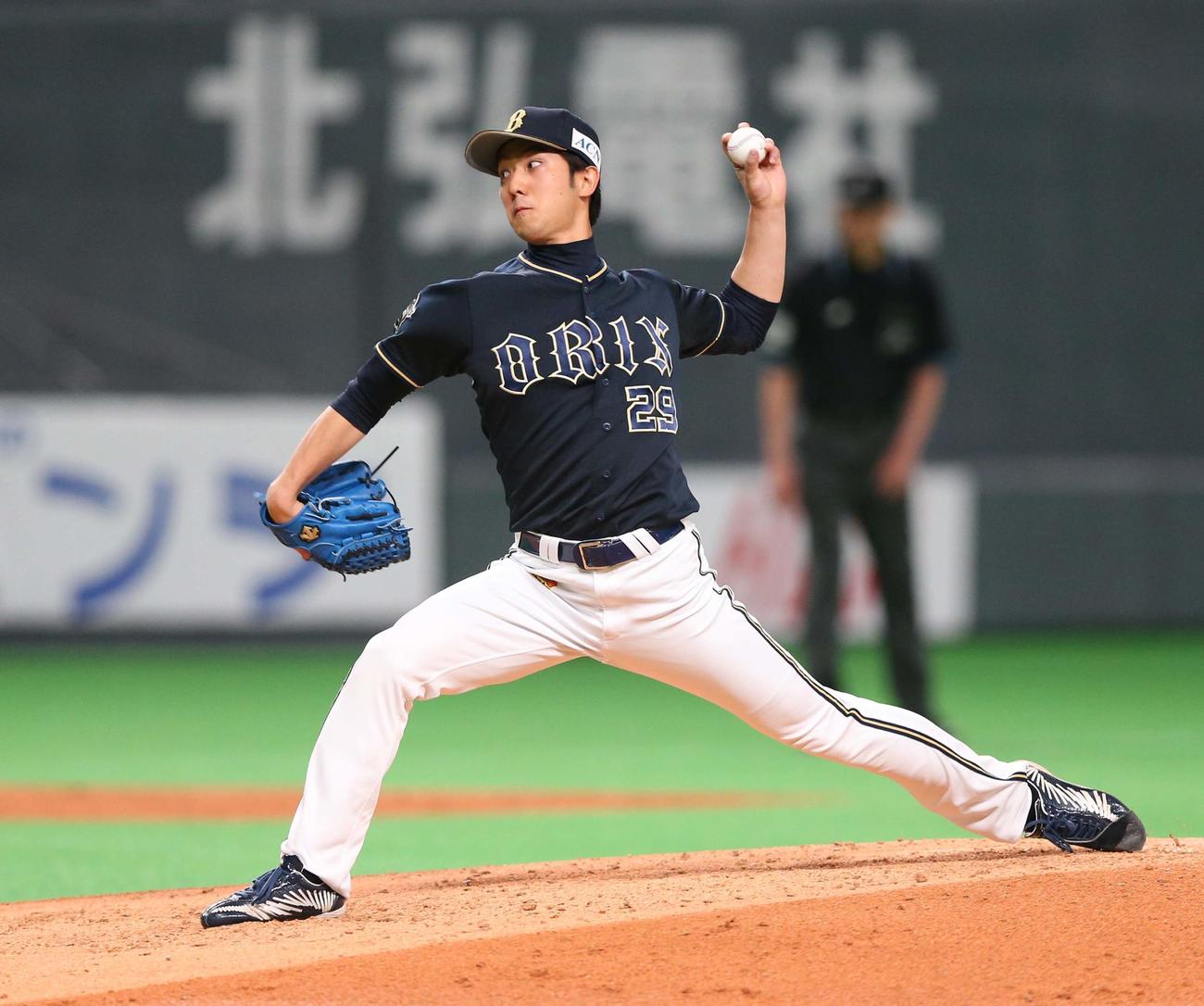 日本ハム対オリックス　5回から登板の田嶋（撮影・黒川智章）