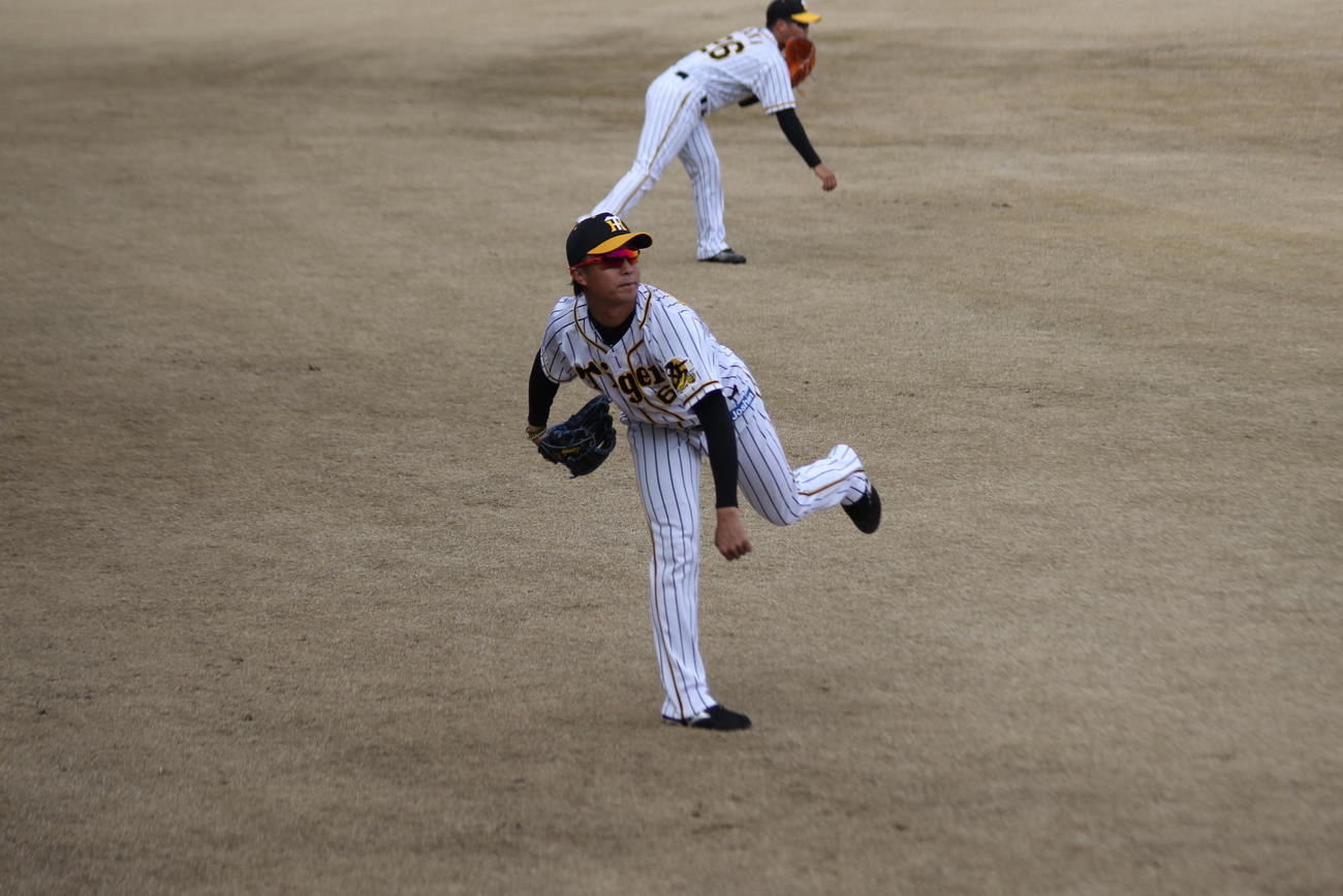 阪神島本は順調に調整し、この日はブルペン投球も行った
