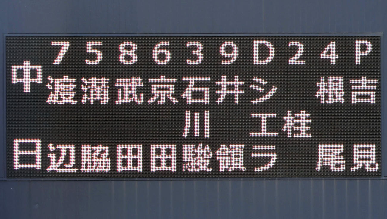 若手控え組中心に組まれた中日のスタメン（撮影・森本幸一）