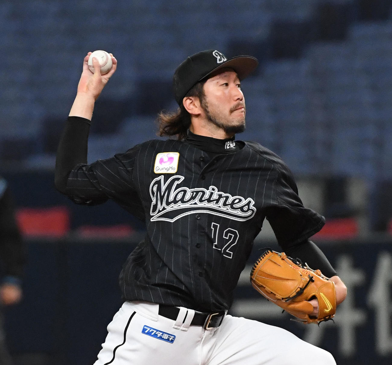 オリックス対ロッテ　ロッテ先発の石川（撮影・前岡正明）