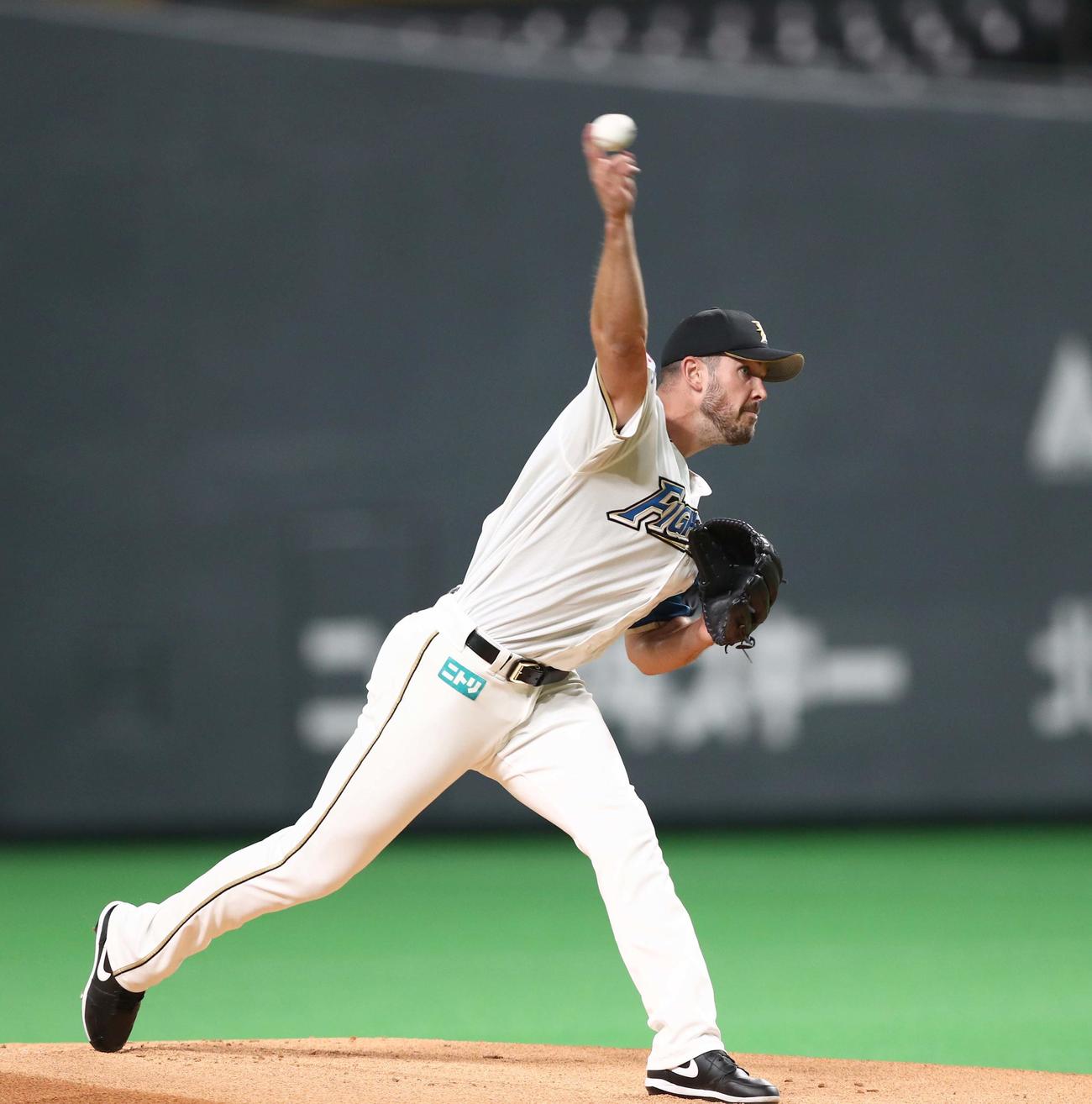 日本ハム対巨人　日本ハム先発のバーヘイゲン（撮影・黒川智章）