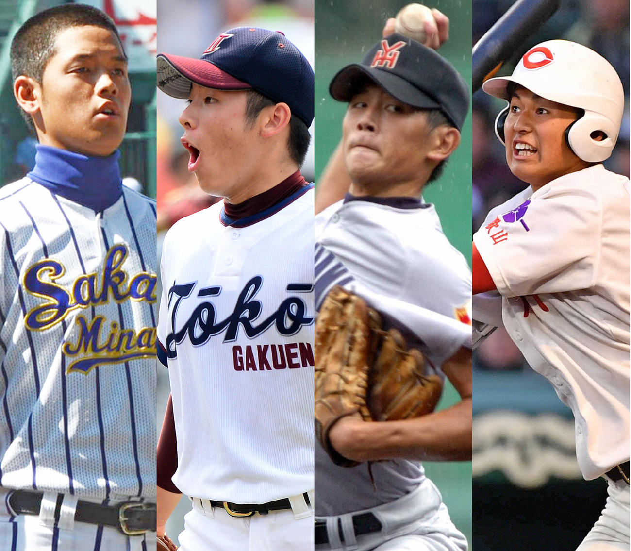 左から高校時代の下妻、松井、涌井、黒川