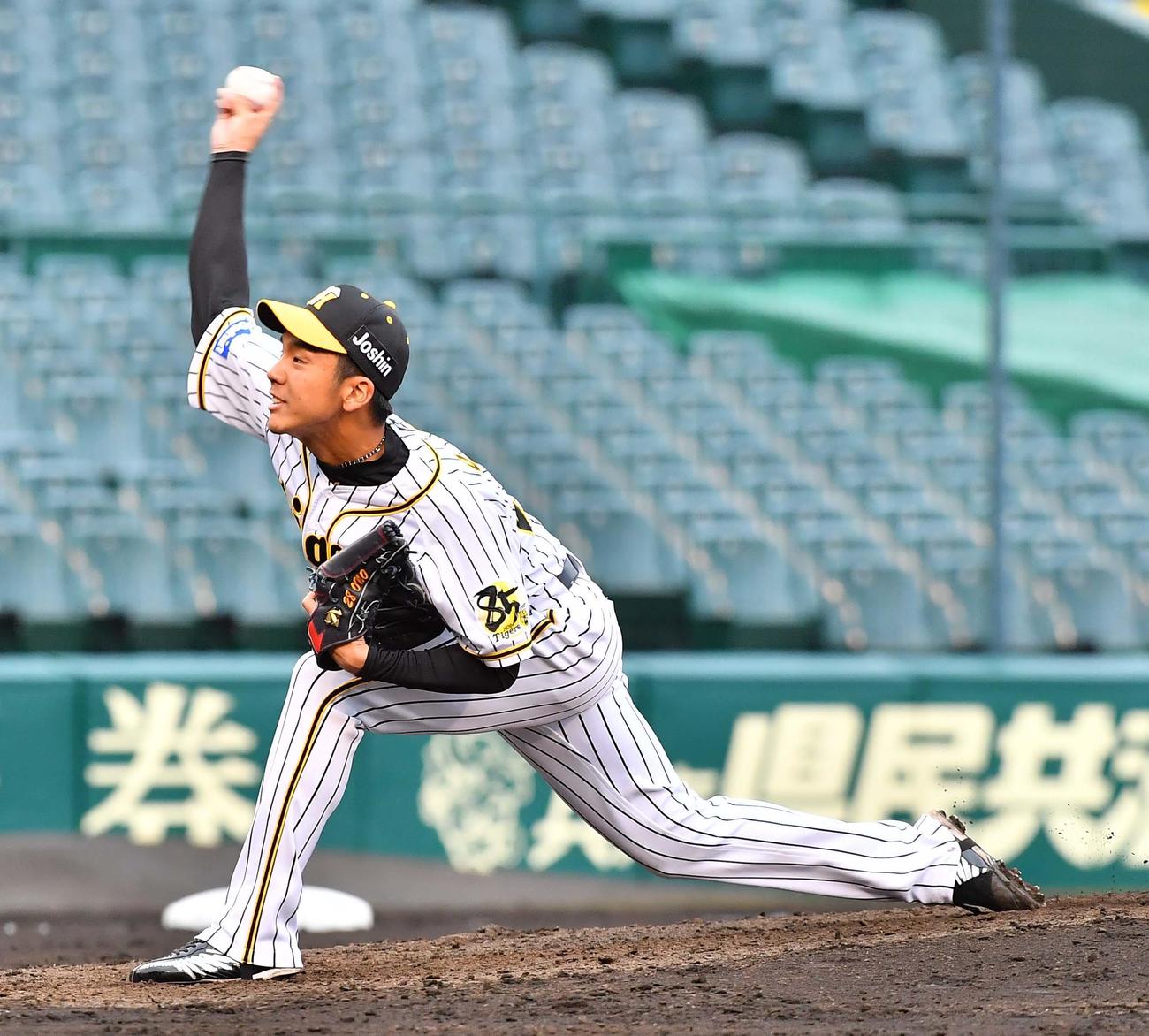 阪神対巨人　阪神3番手の小野（撮影・上田博志）