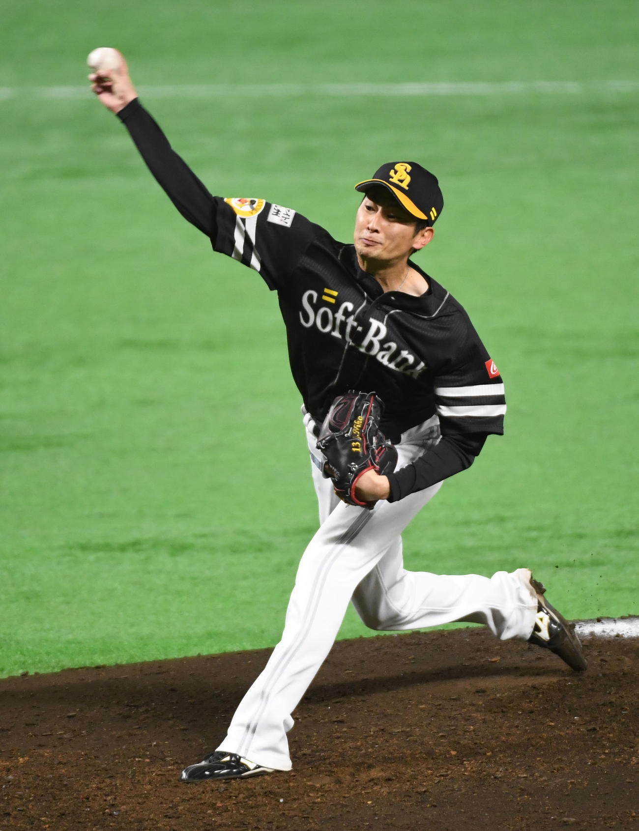 ソフトバンク情報　紅白戦、先発の二保旭は4回を1失点に抑える（撮影・今浪浩三）