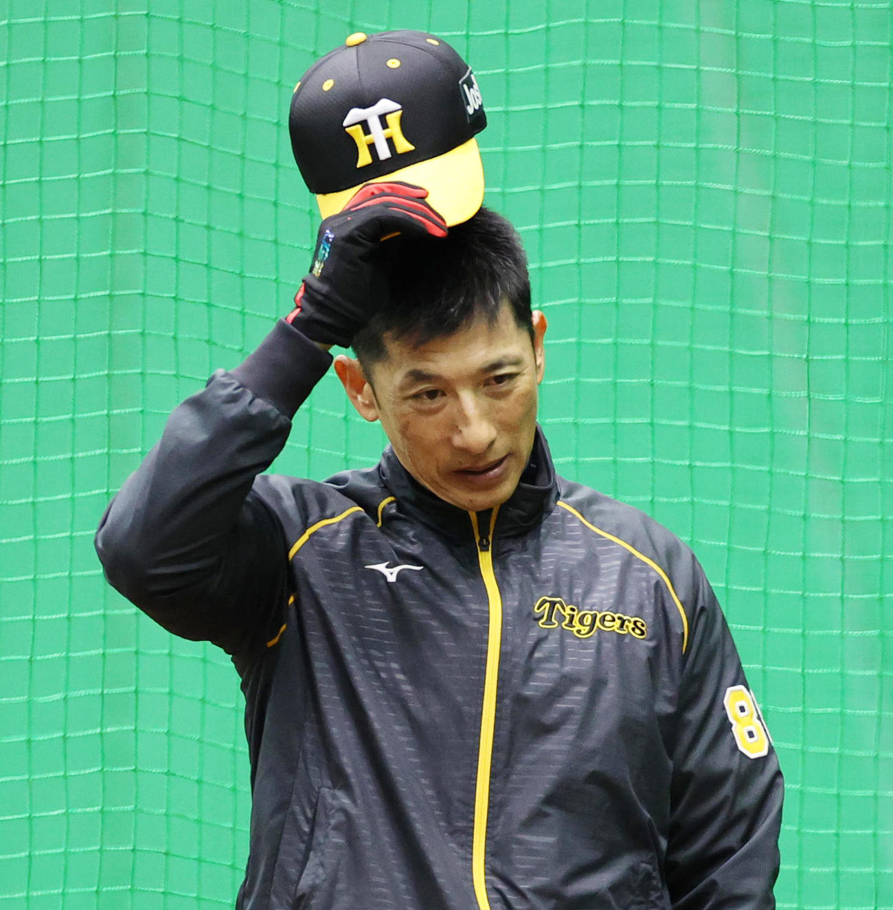 練習をみる阪神矢野監督（2020年3月4日撮影）