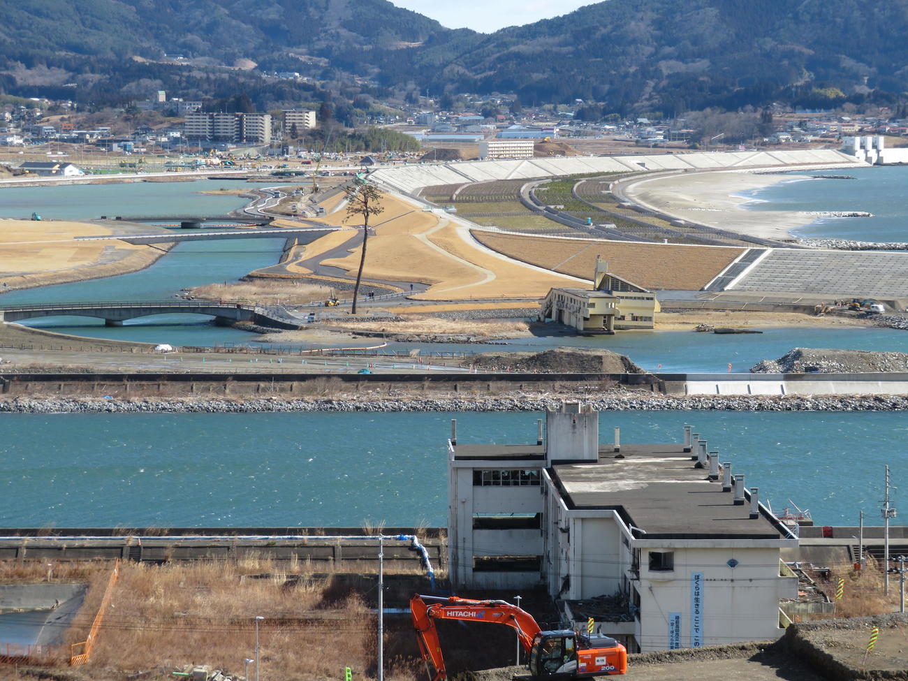 ロッテ佐々木朗が生まれ育った岩手・陸前高田市。写真中央は奇跡の一本松（撮影・金子真仁）