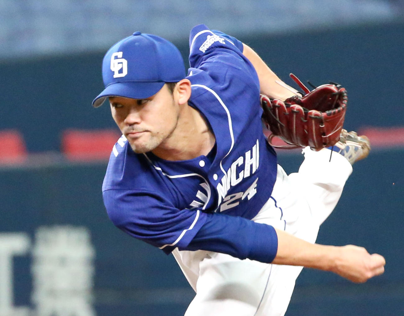 オリックス対中日　中日2番手で登板の福谷（撮影・上山淳一）