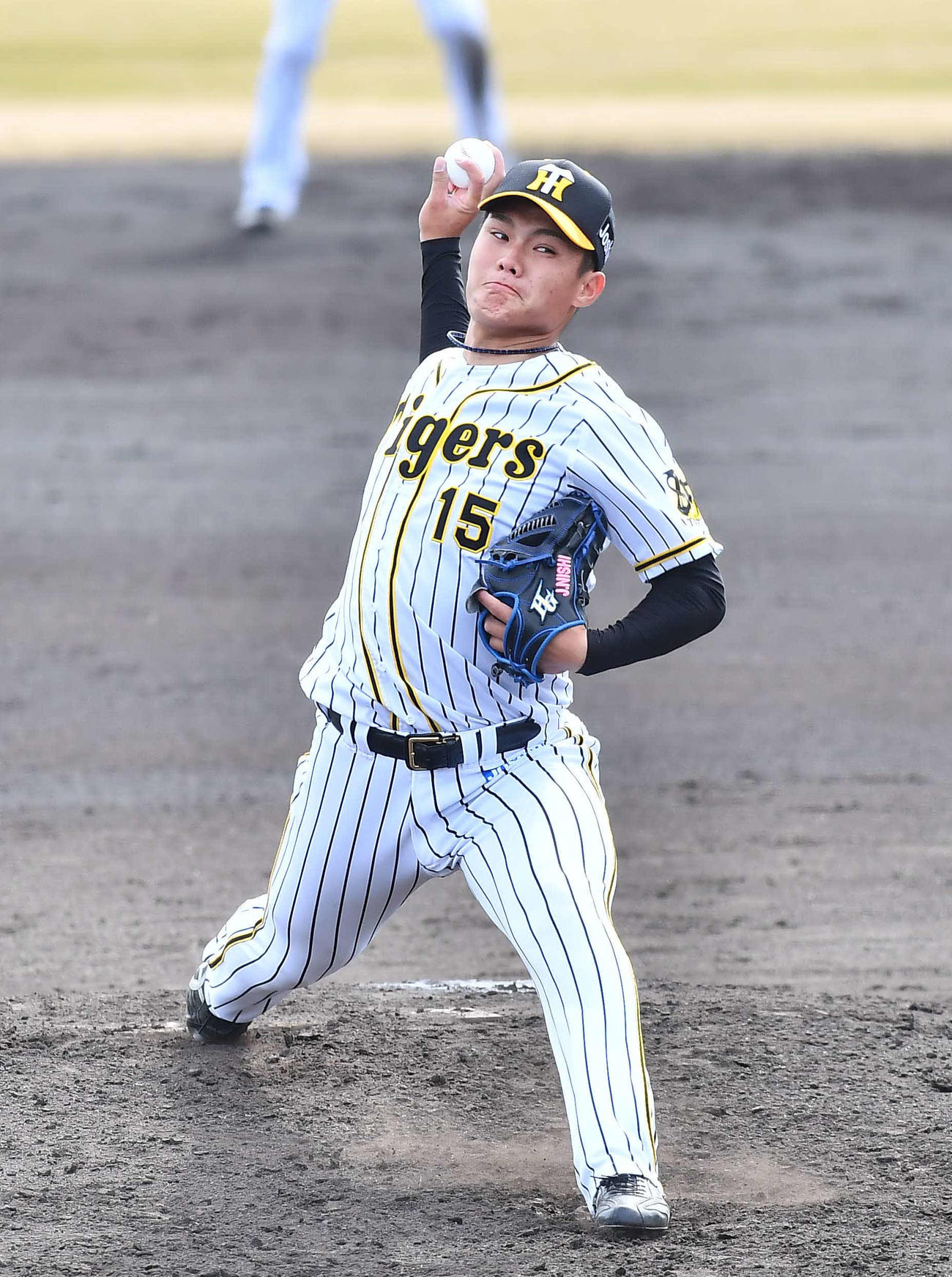 阪神対関西国際大　6回に登板し1イニングを1失点だった西純矢（撮影・上田博志）