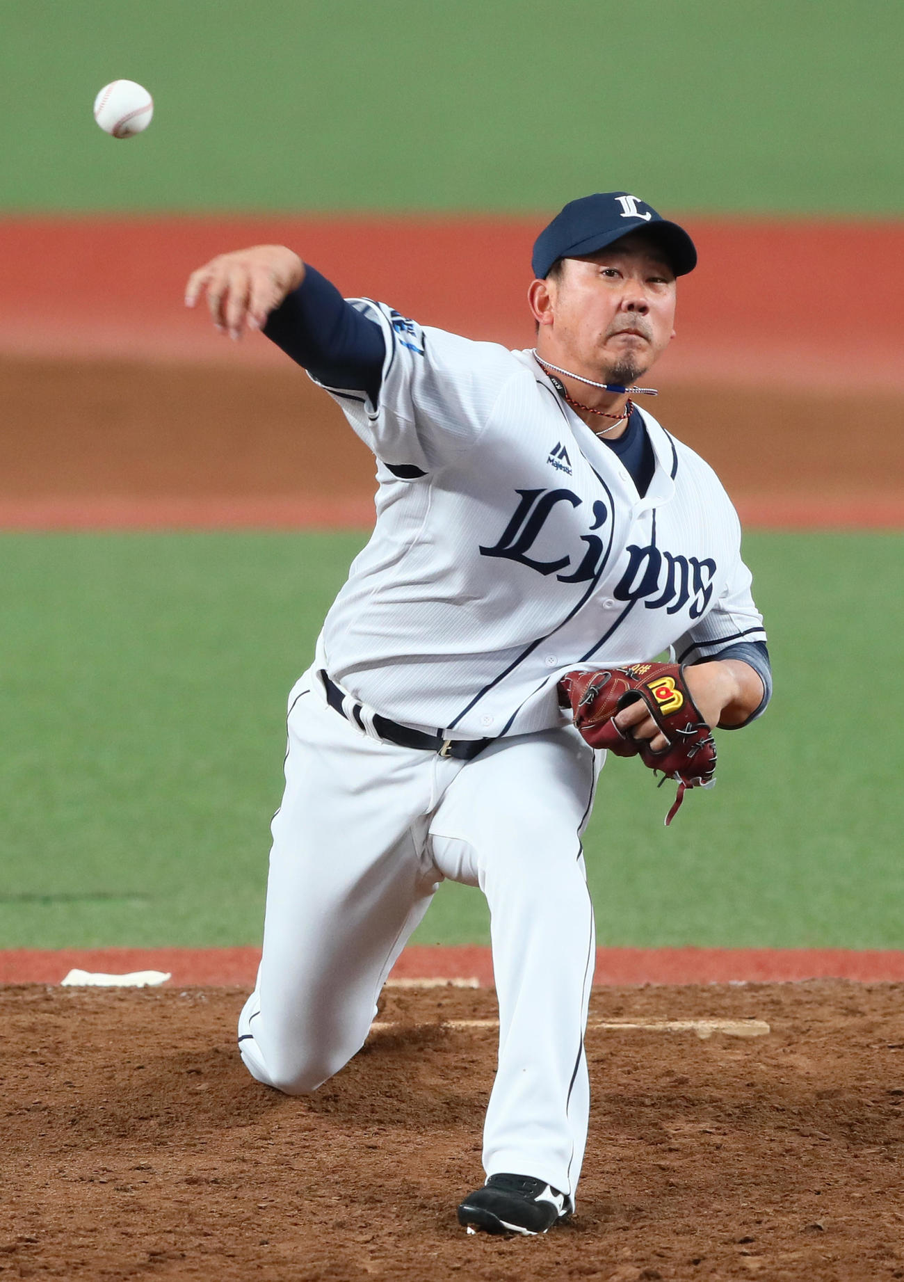 西武対ヤクルト　西武復帰後初の本拠地マウンドで登板した松坂（撮影・足立雅史）