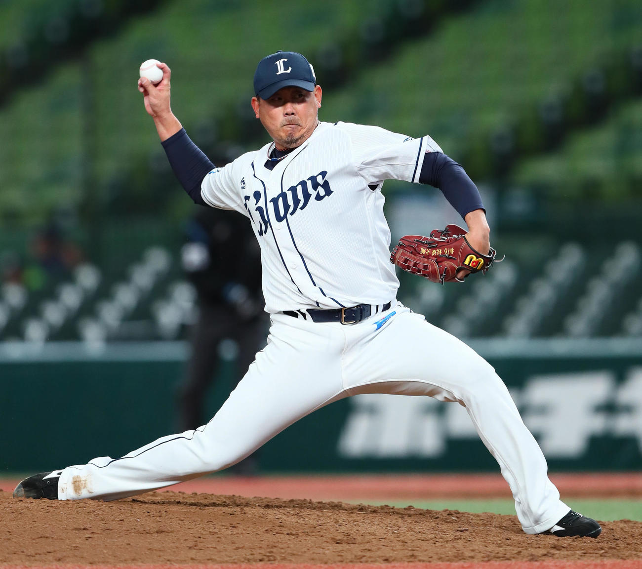 西武対ヤクルト　西武復帰後初の本拠地マウンドで登板した松坂（撮影・足立雅史）