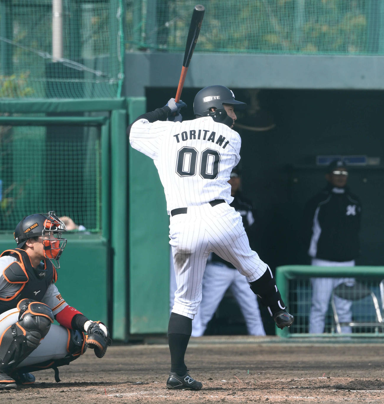 ロッテ対巨人　5回裏ロッテ2死、打席に立つ鳥谷（撮影・山崎安昭）