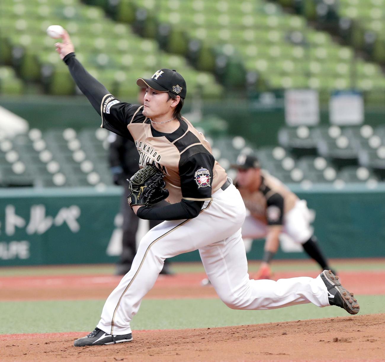 西武対日本ハム　日本ハム先発の有原（撮影・佐藤翔太）