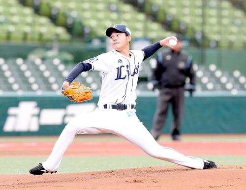 西武対日本ハム　西武先発の浜屋（撮影・佐藤翔太）