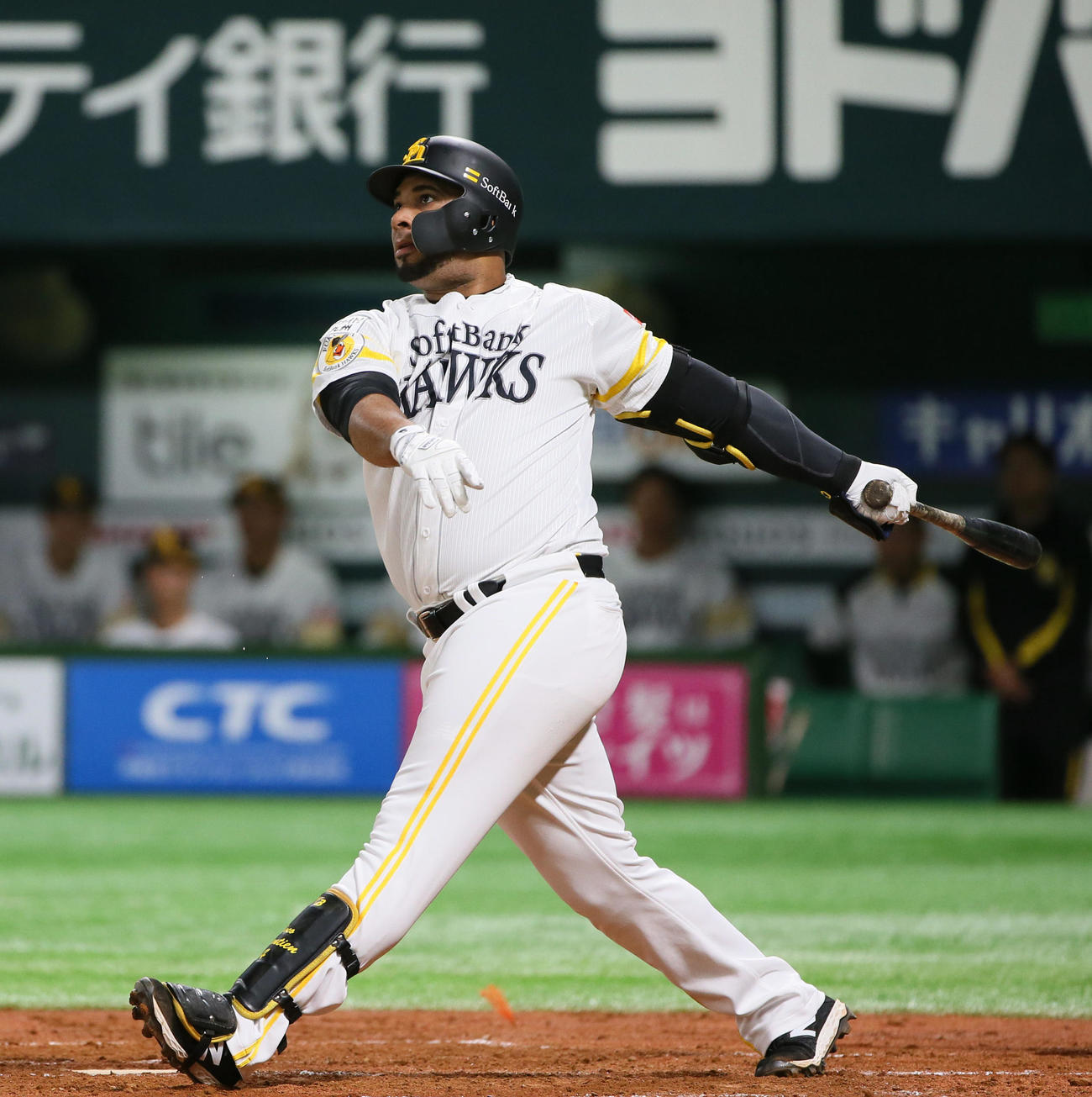 ソフトバンク対ロッテ　練習試合　2回裏ソフトバンク無死、バレンティンは左越えに同点ソロ本塁打を放つ（撮影・栗木一考）