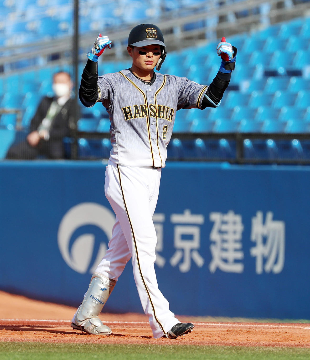 ヤクルト対阪神　7回表阪神2死一塁、北條は右前打を放つ（撮影・加藤哉）