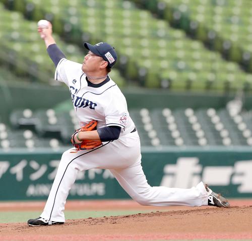 西武対日本ハム　西武先発の松阪（撮影・佐藤翔太）